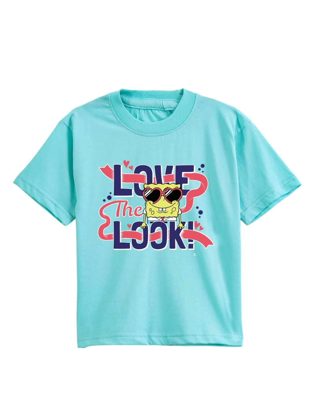 Aqua Blue SpongeBob Love The Look Cool Graphic Kids T-Shirt