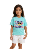Aqua Blue SpongeBob Love The Look Cool Graphic Kids T-Shirt