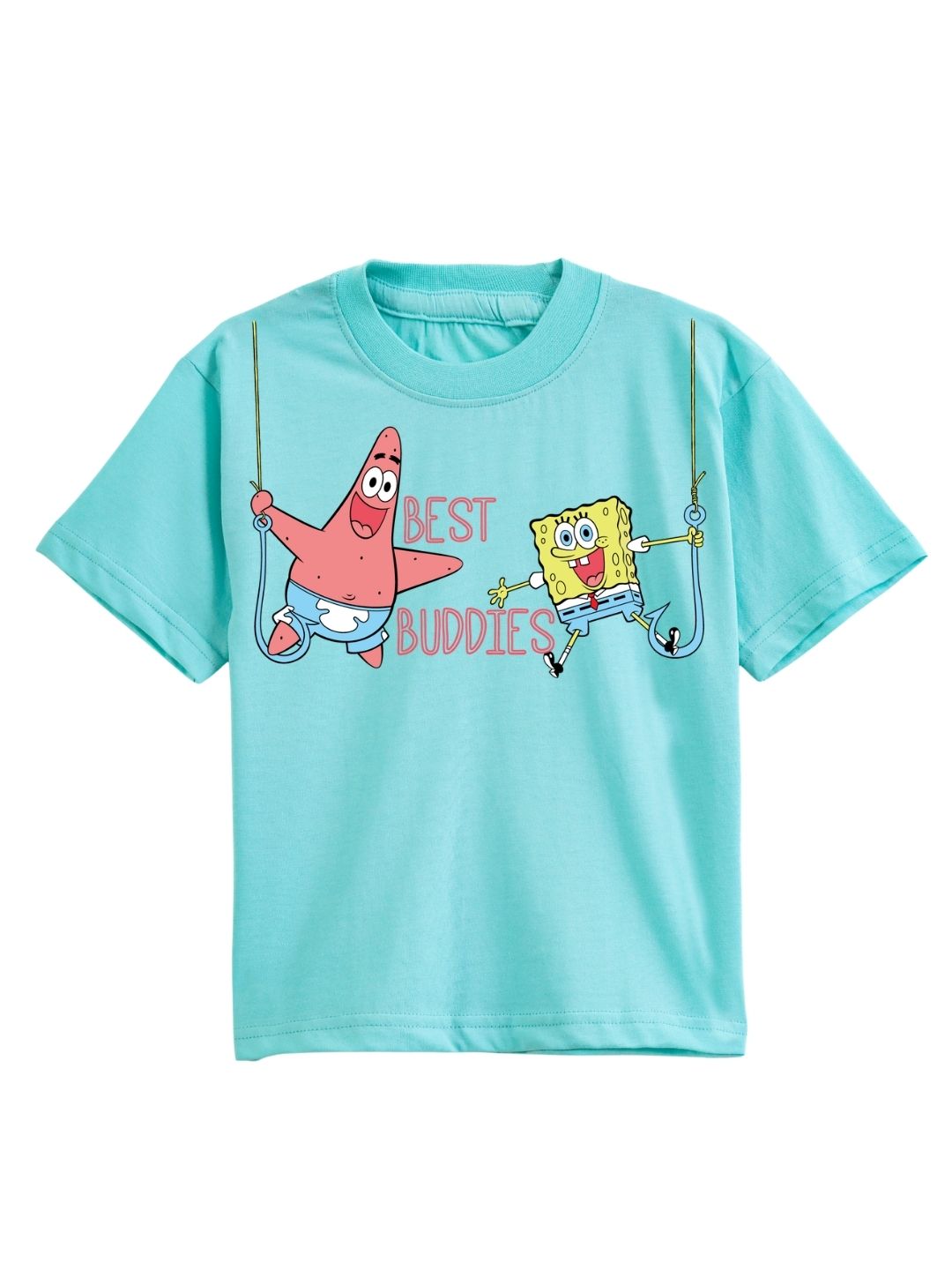 Aqua Blue SpongeBob & Patrick Best Buddies Fun Graphic Kids T-Shirt