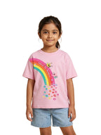 Pink SpongeBob Follow The Rainbow Fun Graphic Kids T-Shirt