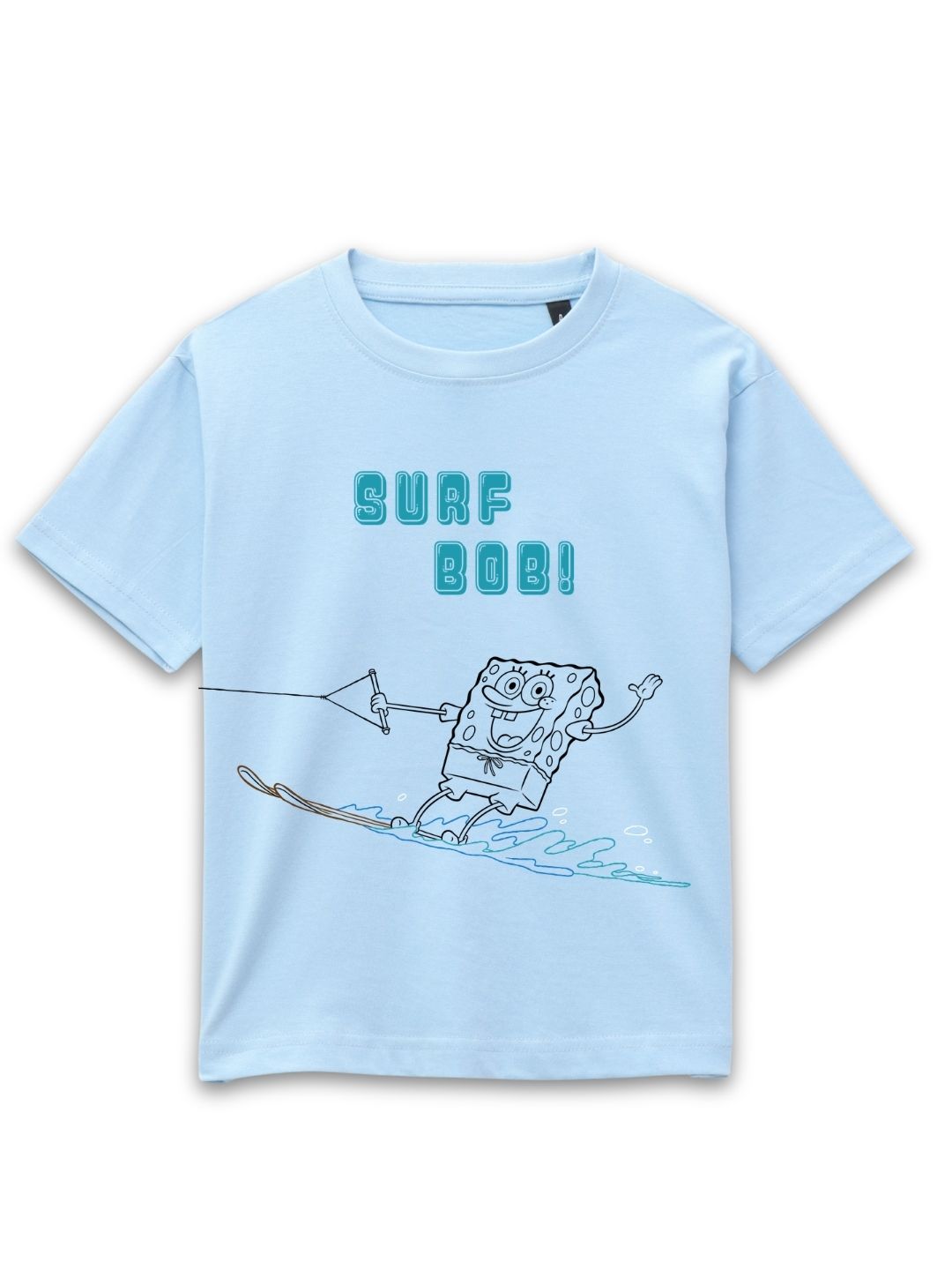 Sky Blue SpongeBob Surf Dude Adventure Graphic Kids T-Shirt