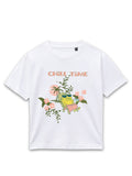 White SpongeBob Chill Time Vacation Graphic Kids T-Shirt