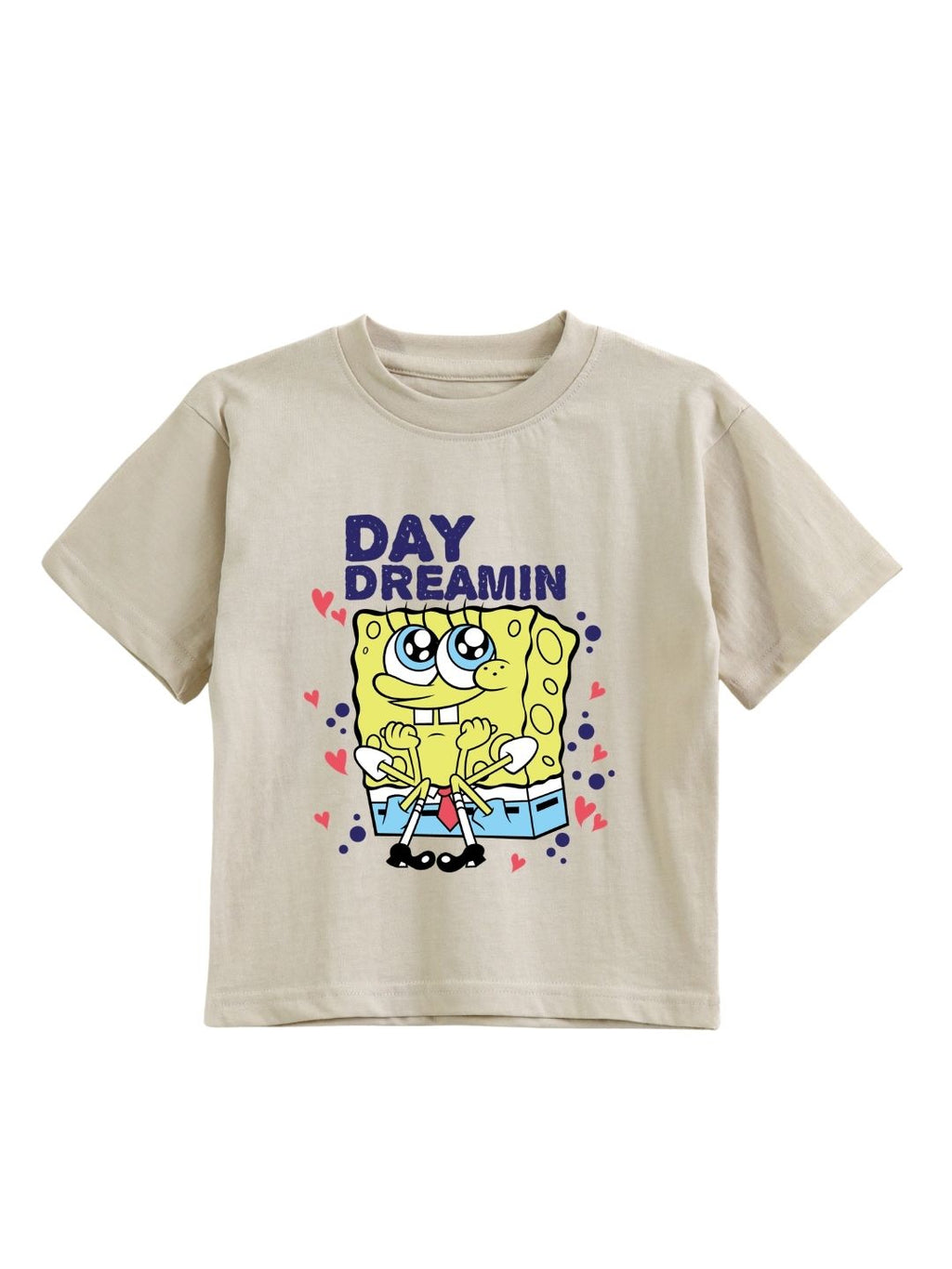Beige SpongeBob Day Dreamin Cute Graphic Kids T-Shirt