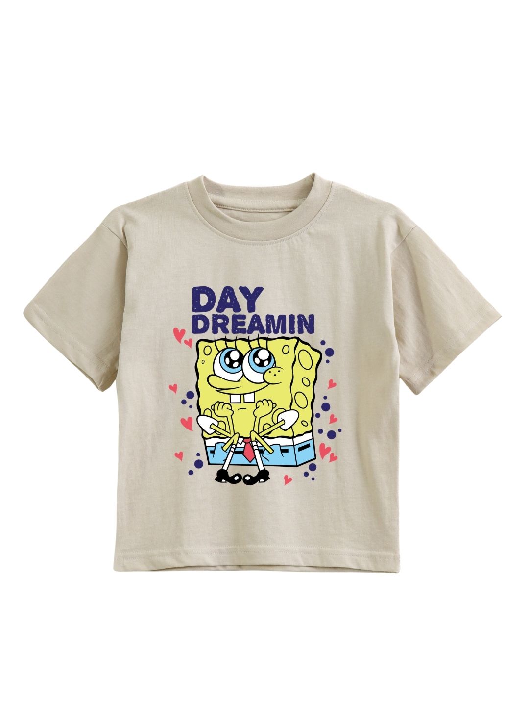 Beige SpongeBob Day Dreamin Cute Graphic Kids T-Shirt
