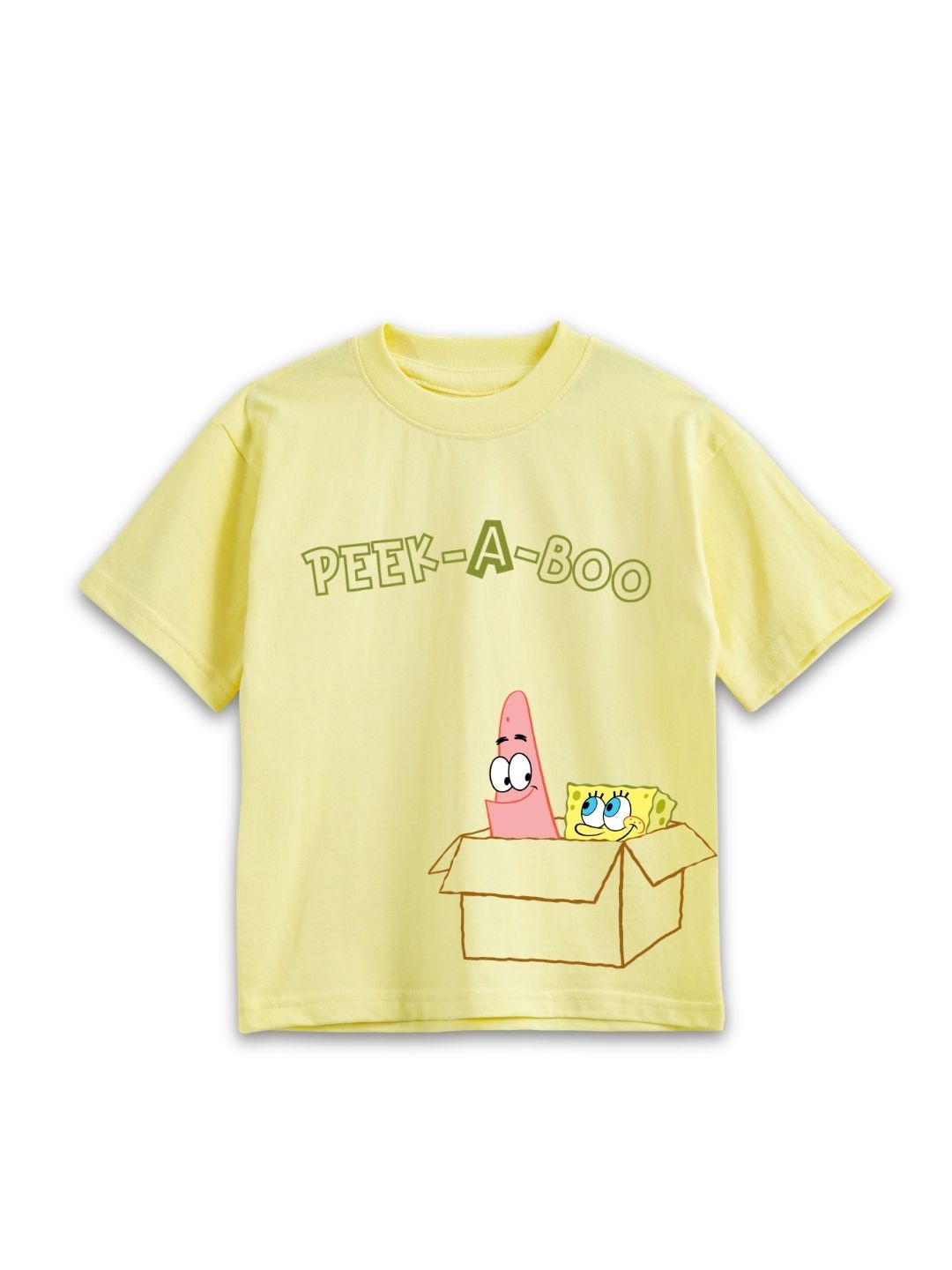 Yellow SpongeBob & Patrick Peek-A-Boo Fun Graphic Kids T-Shirt