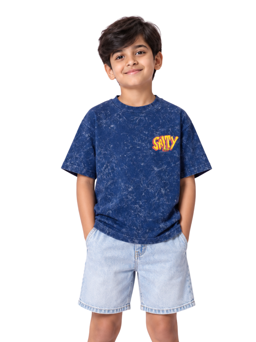 Salty Logo Kids Boys Acid Wash T-Shirt – SpongeBob©
