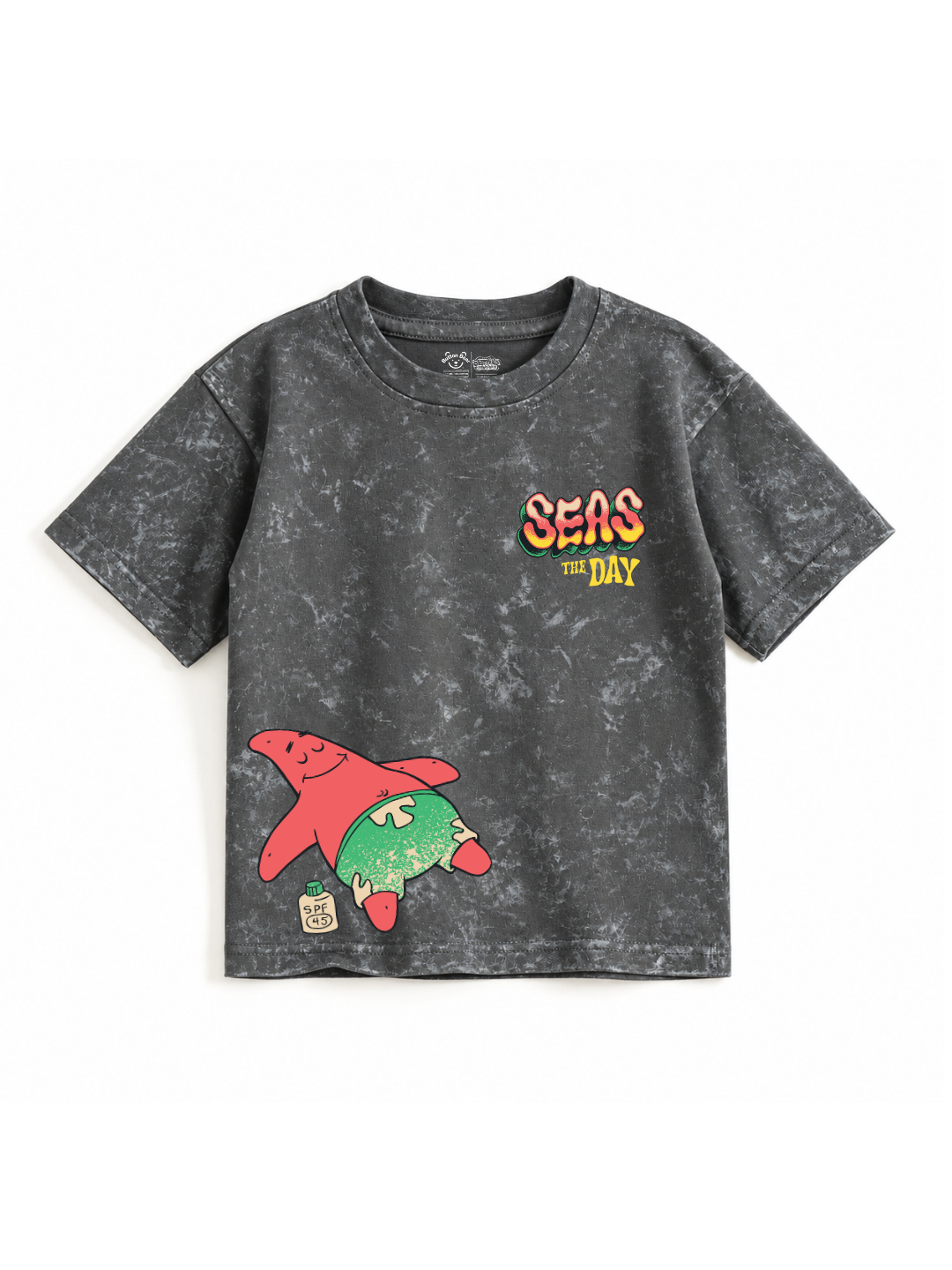 Patrick Seas the Day Kids Boys Acid Wash T-Shirt – SpongeBob©