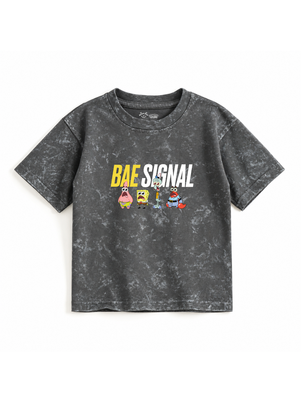 Bae Signal Friends Kids Boys Acid Wash T-Shirt – SpongeBob©