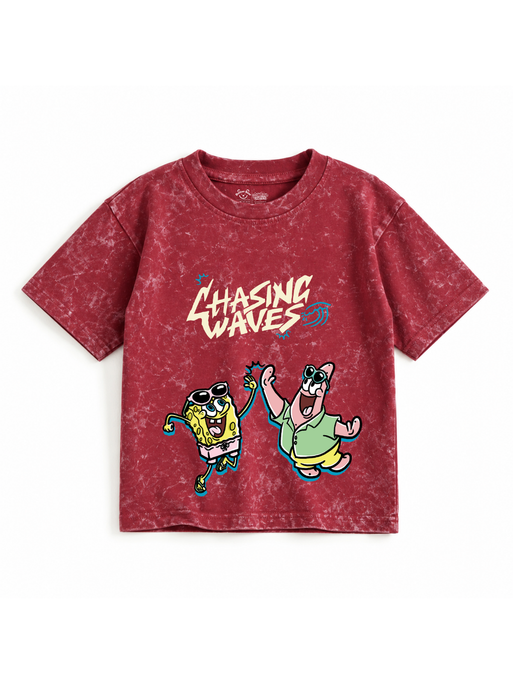 Chasing Waves SpongeBob & Patrick Kids Boys Acid Wash T-Shirt – SpongeBob©