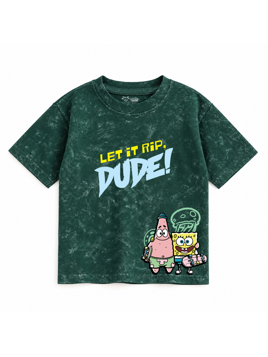 Let It Rip Dude SpongeBob & Patrick Kids Boys Acid Wash T-Shirt – SpongeBob©