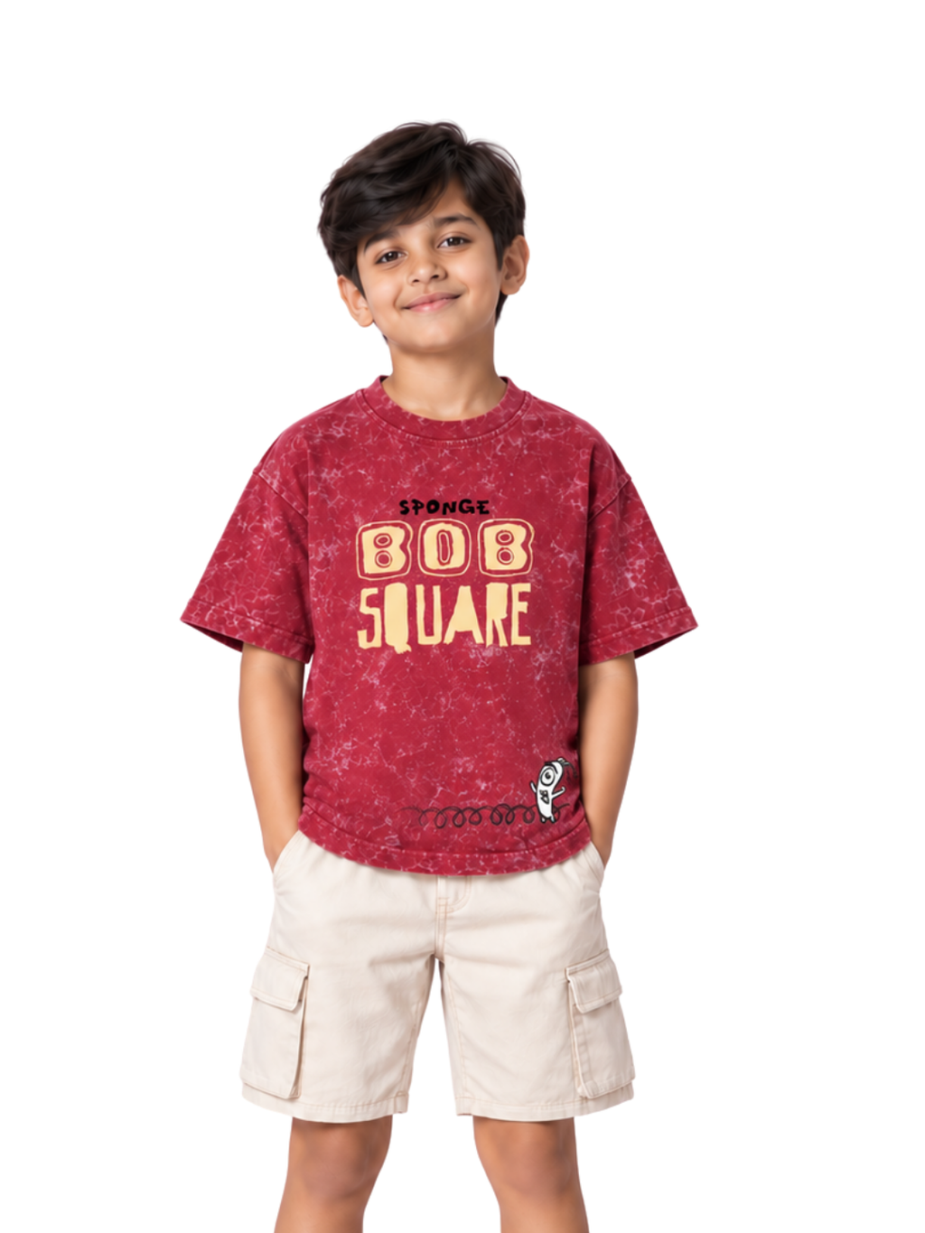 Sponge Bob Square Logo Kids Boys Acid Wash T-Shirt – SpongeBob©