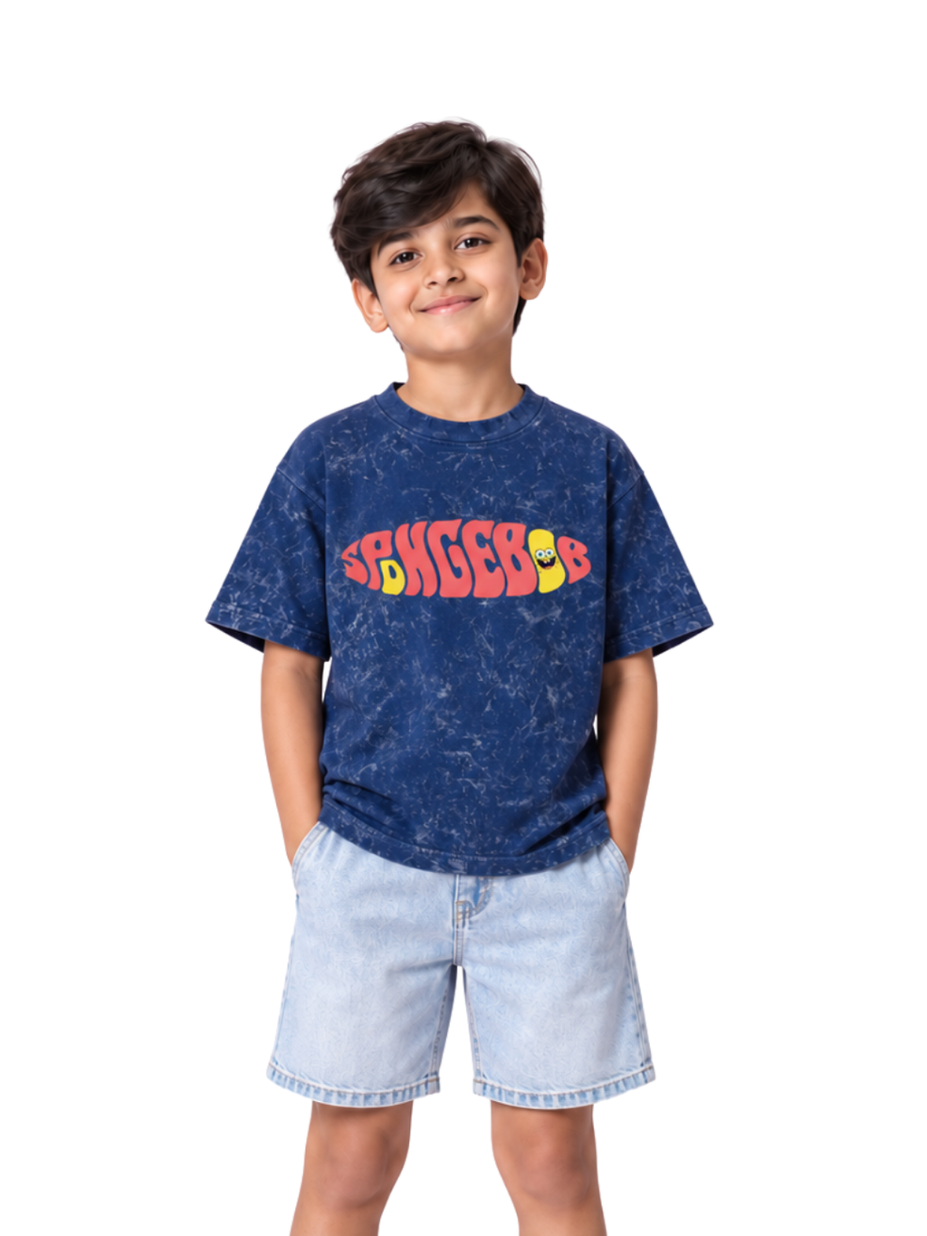 SpongeBob Retro Logo Kids Boys Acid Wash T-Shirt – SpongeBob©