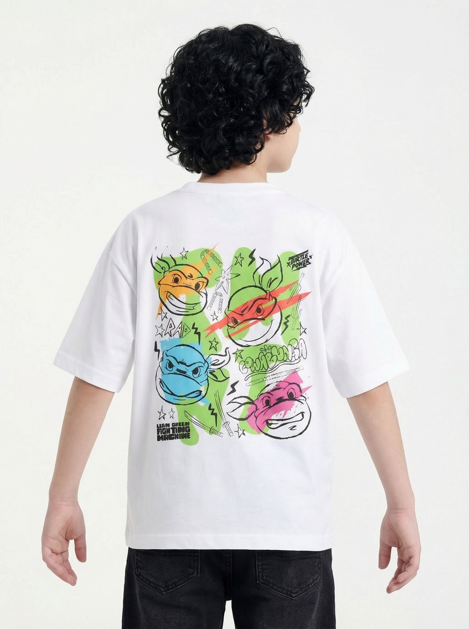 Neon Turtle Faces Street Graphic Kids T-Shirt – Ninja Turtles