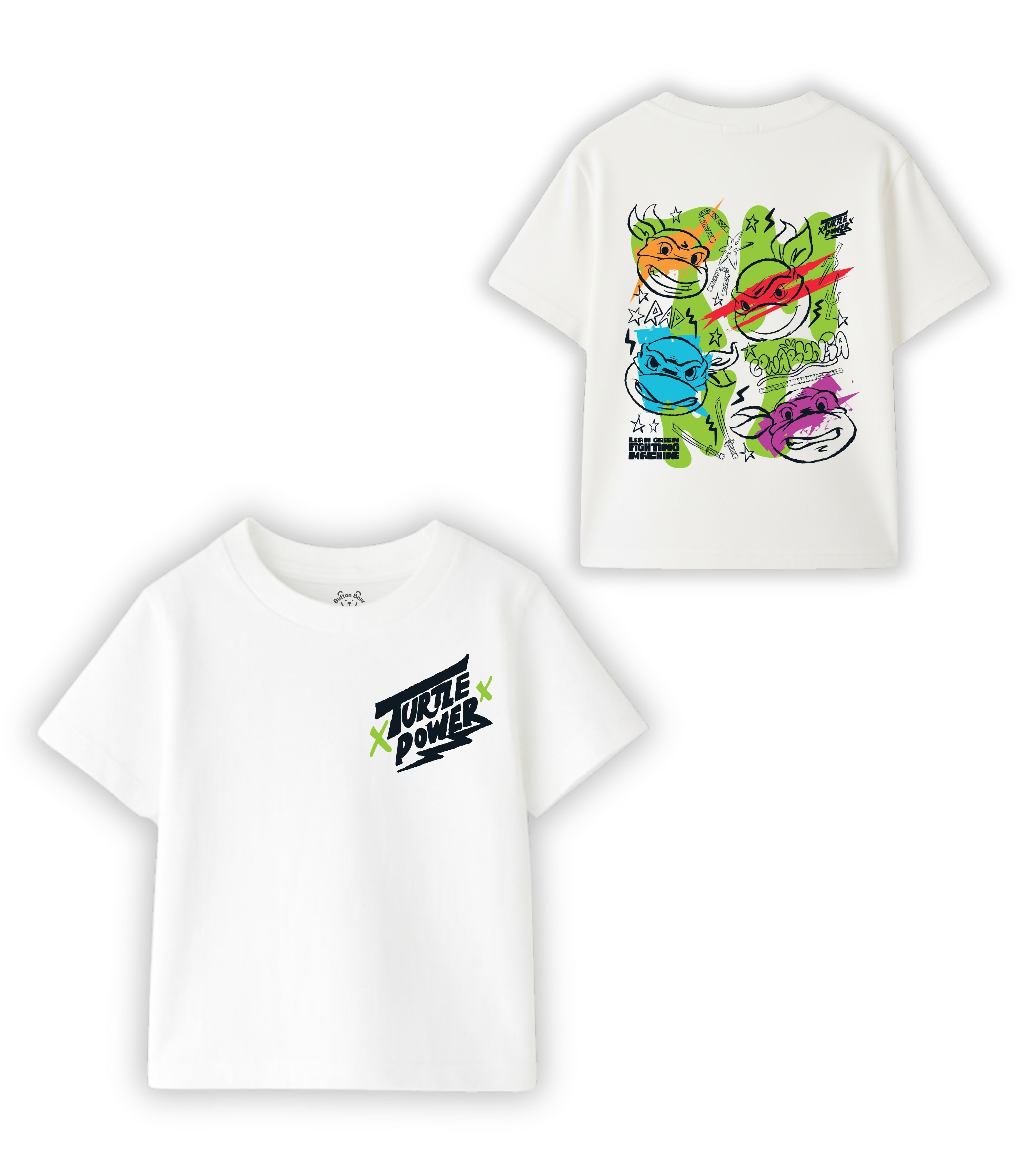 Neon Turtle Faces Street Graphic Kids T-Shirt – Ninja Turtles