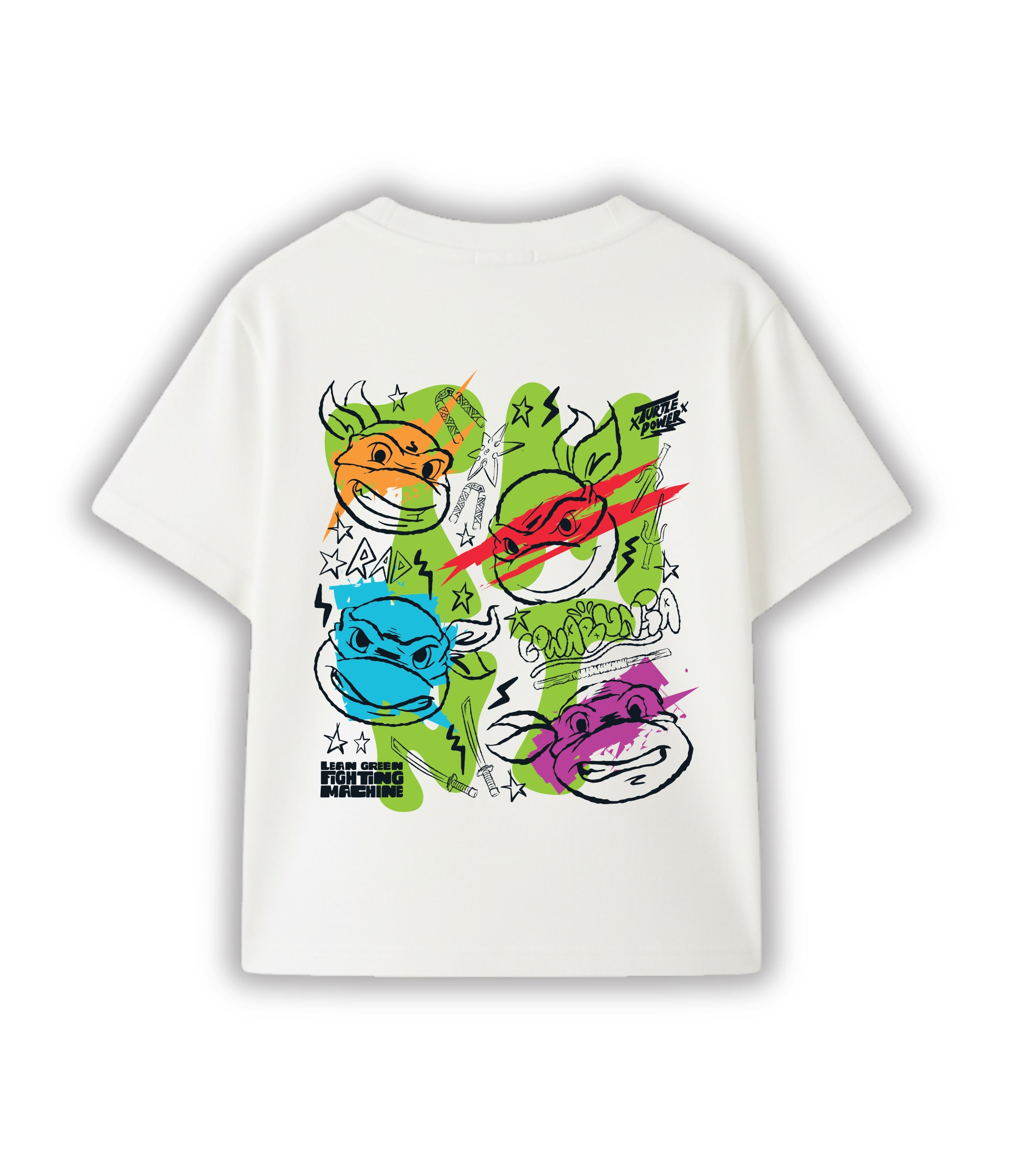 Neon Turtle Faces Street Graphic Kids T-Shirt – Ninja Turtles