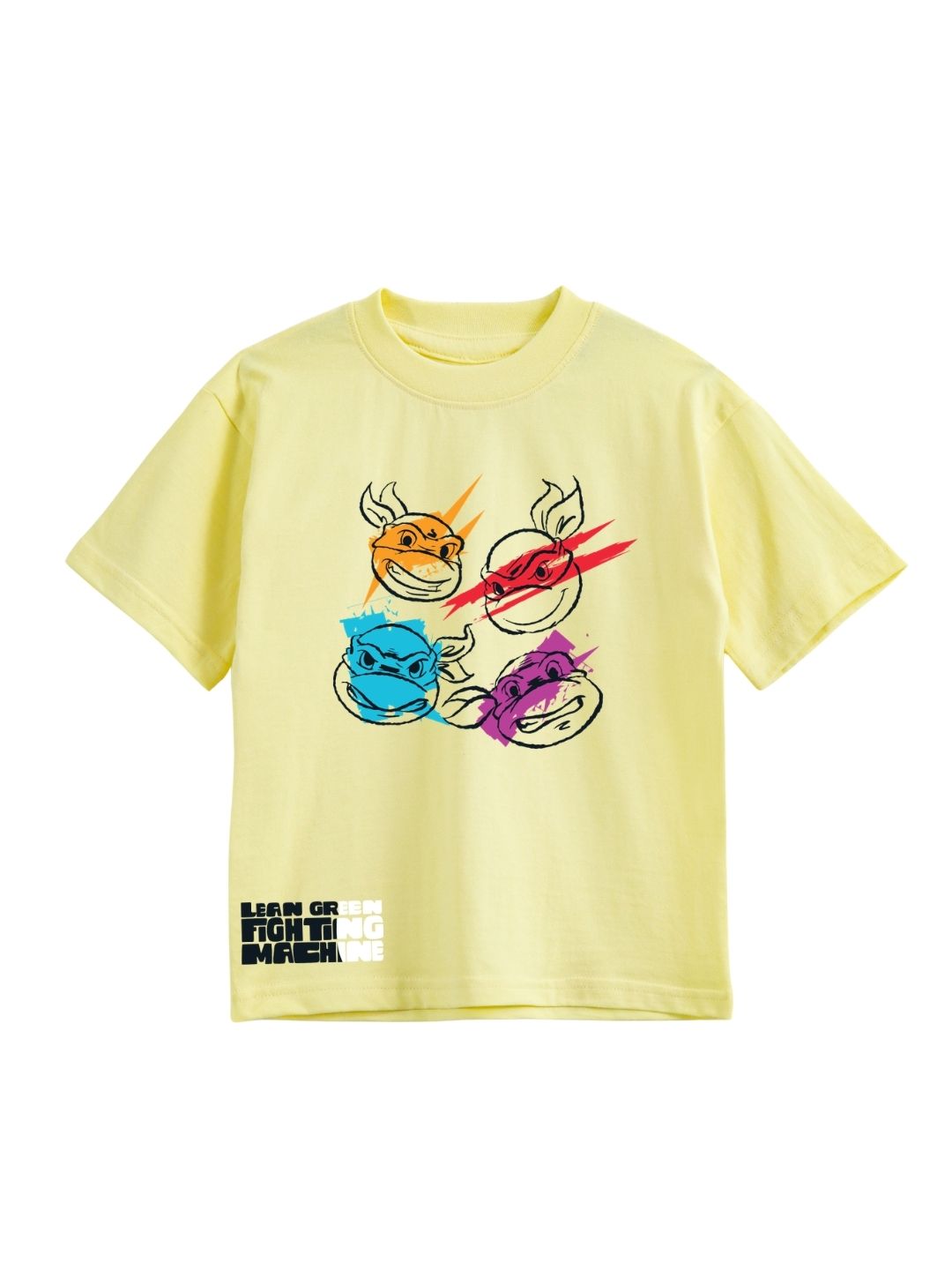 Cream TMNT Ninja Turtles Fighting Faces Graphic Kids T-Shirt