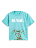 Aqua Blue TMNT Raphael Ninja Action Graphic Kids T-Shirt