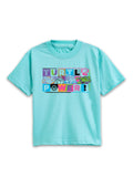 Aqua Blue TMNT Turtle Power Graphic Kids T-Shirt