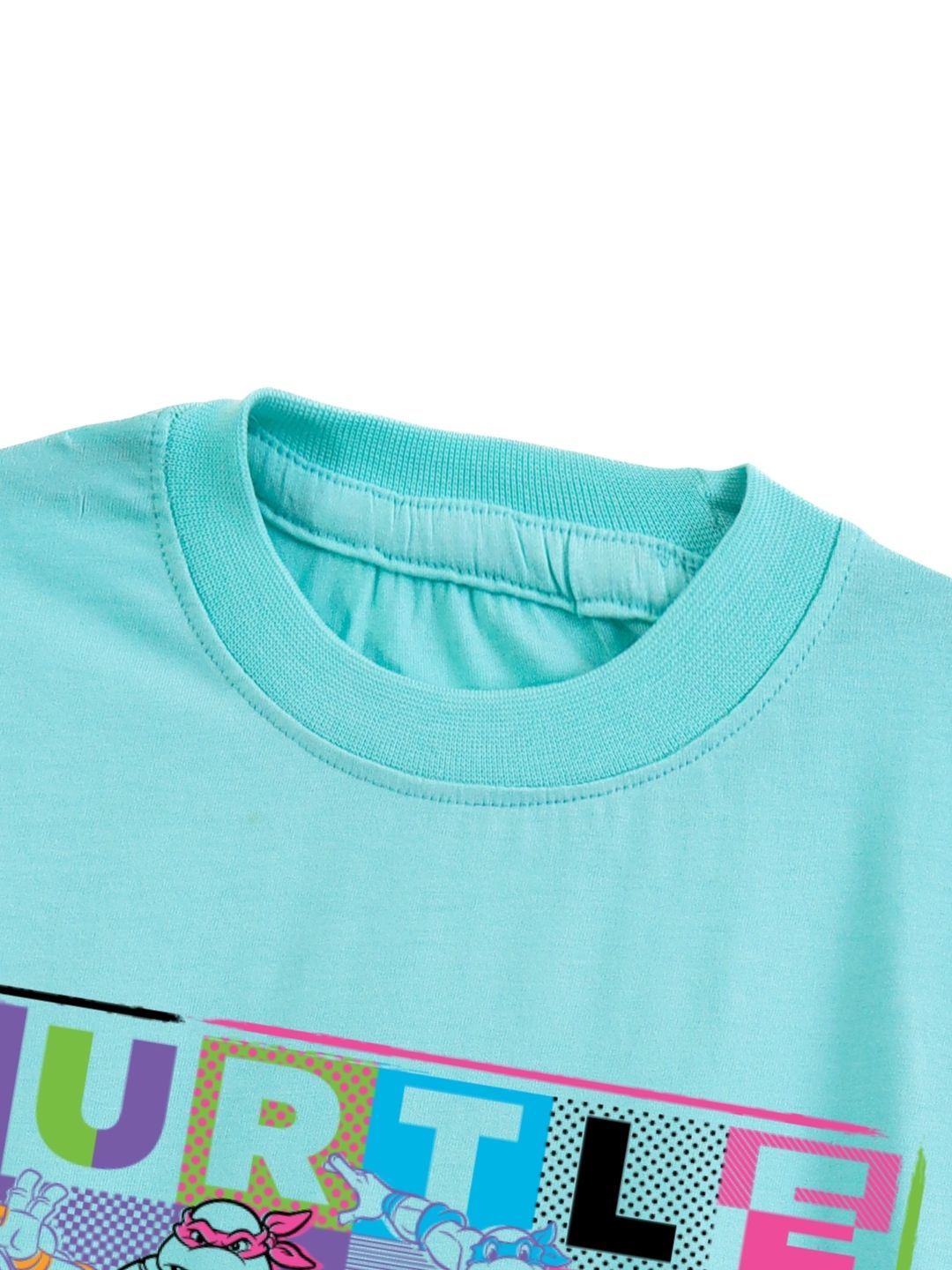 Aqua Blue TMNT Turtle Power Graphic Kids T-Shirt
