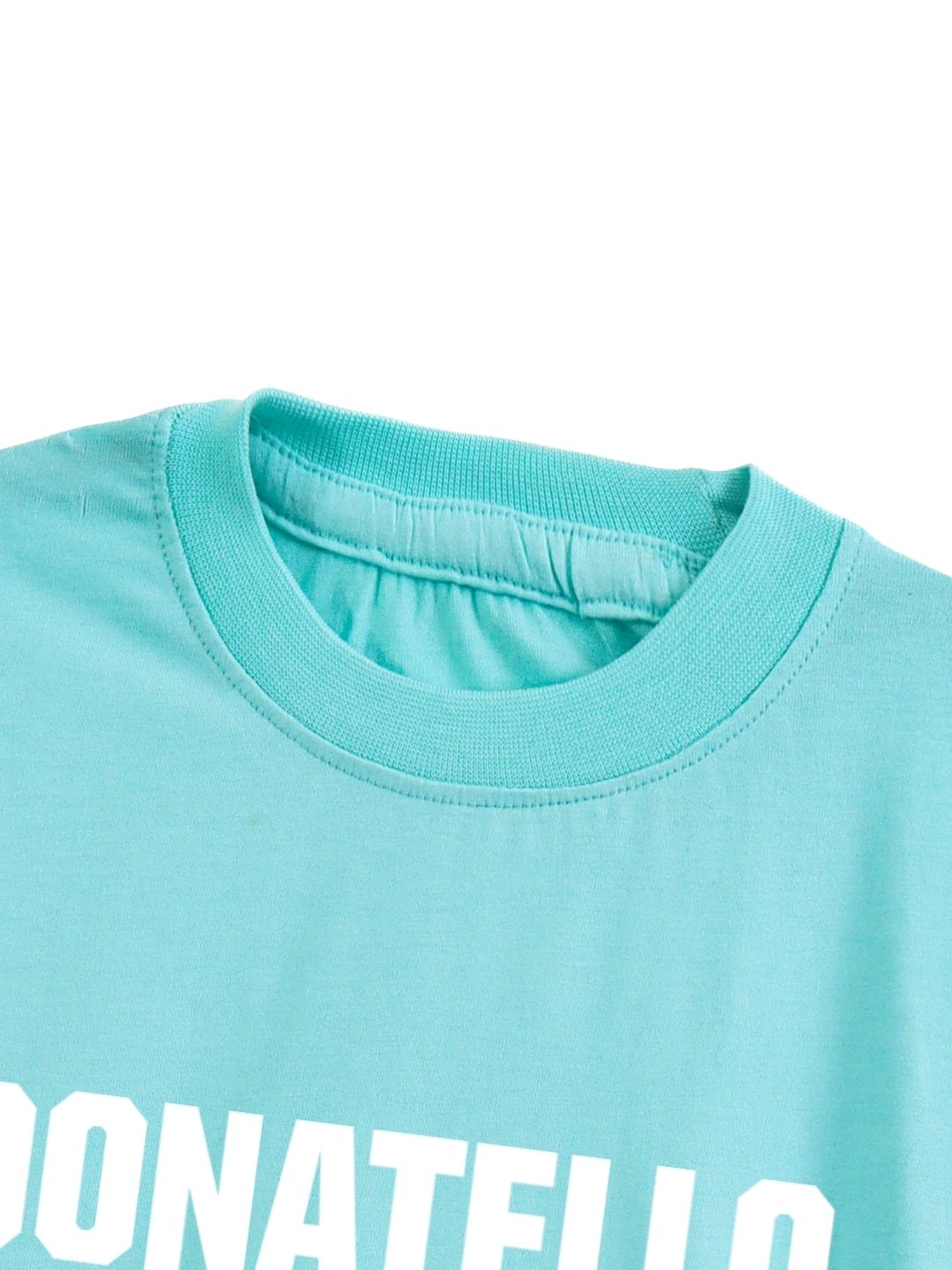 Aqua Blue TMNT Donatello Action Graphic Kids T-Shirt