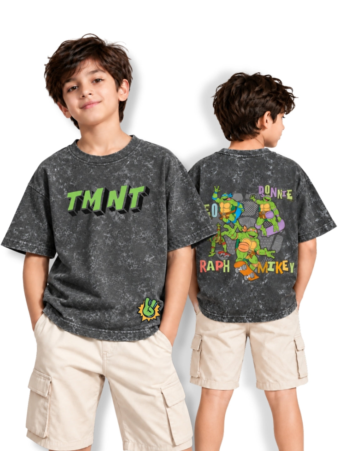 TMNT Logo Kids Boys Acid Wash T-Shirt – Ninja Turtles©