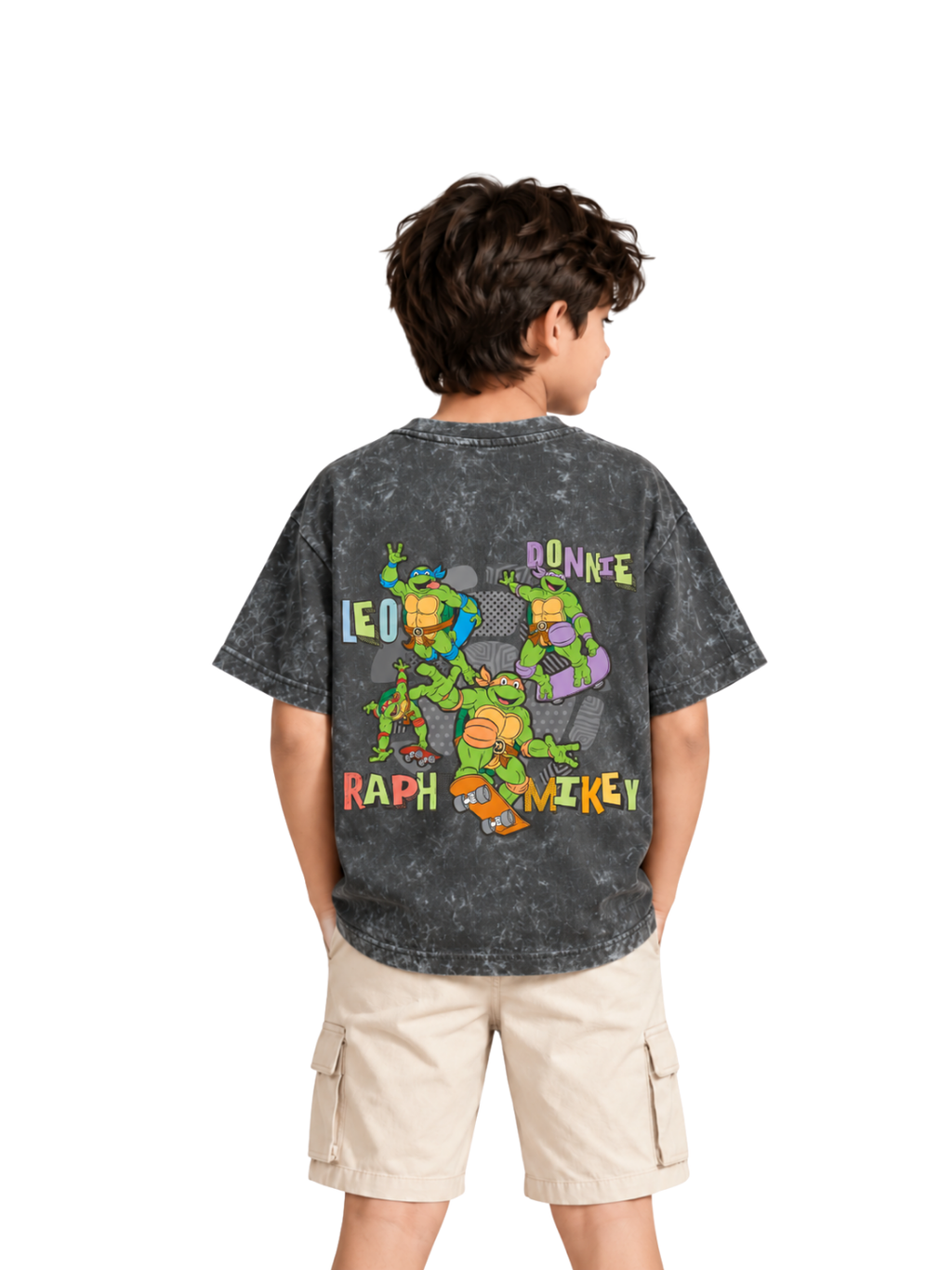 TMNT Logo Kids Boys Acid Wash T-Shirt – Ninja Turtles©