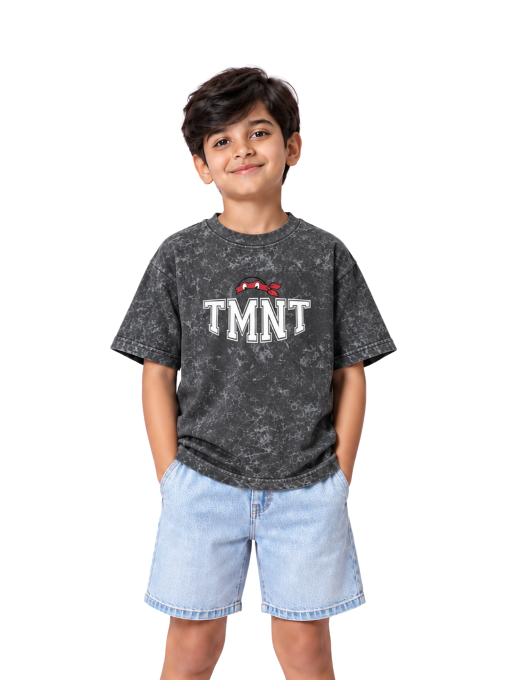 Classic TMNT Logo Kids Boys Acid Wash T-Shirt – Ninja Turtles©