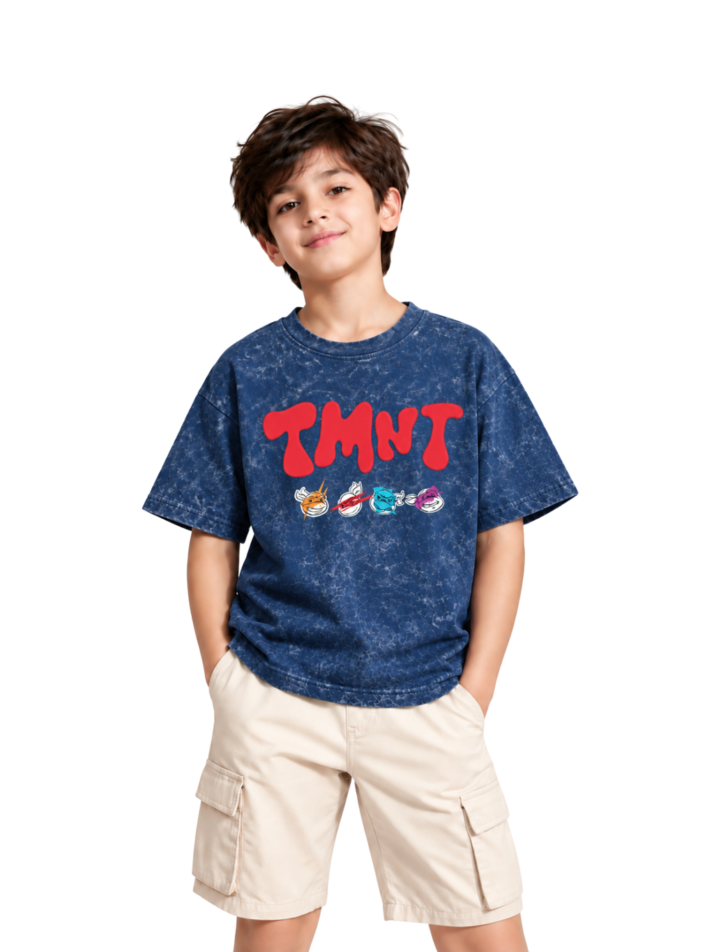 Retro TMNT Logo Kids Boys Acid Wash T-Shirt – Ninja Turtles©