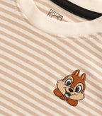 Brown Stripes & Squirrel Embroidered Kids Tshirt With Shorts