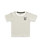 Grey Stripes & Panda Embroidered Kids Tshirt With Shorts