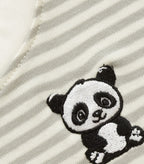 Grey Stripes & Panda Embroidered Kids Tshirt With Shorts