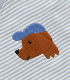 Blue Stripes & Doggy Embroidered Kids Tshirt With Shorts