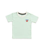 Green Stripes & Sea Life Embroidered Kids Tshirt With Shorts