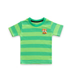 Green Stripes & Red Fox Embroidered Kids Tshirt With Shorts