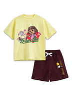 Pastel Yellow Dora “Dream Big” Adventure Co-Ord Set for Girls