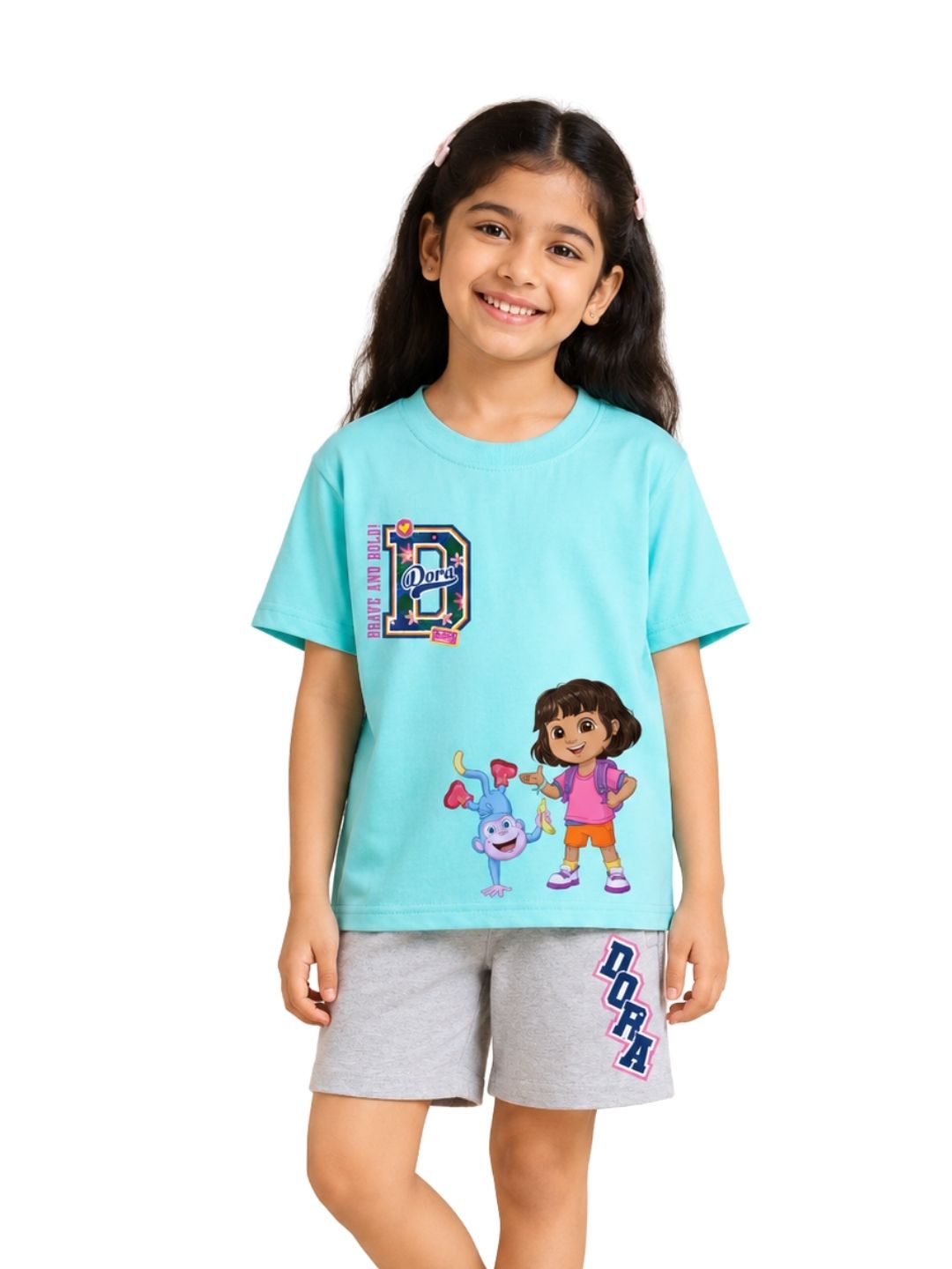 Aqua Blue Dora Brave & Bold Adventure Co-Ord Set for Girls
