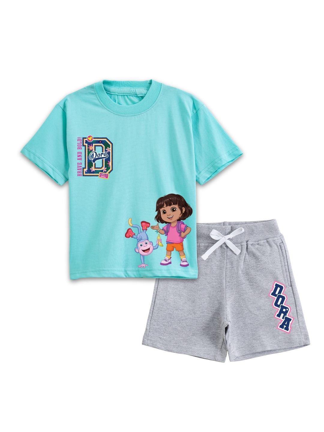 Aqua Blue Dora Brave & Bold Adventure Co-Ord Set for Girls