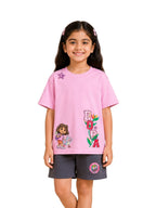 Pink Dora Fun Adventure Graphic Co-Ord Set for Girls