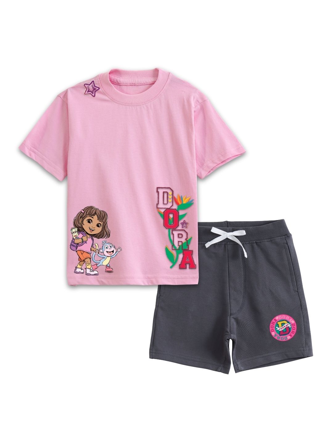 Pink Dora Fun Adventure Graphic Co-Ord Set for Girls
