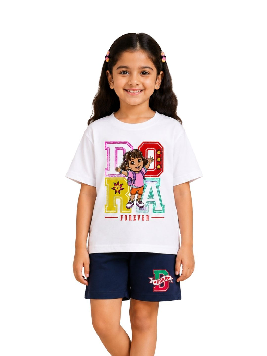 White Dora Forever Adventure Graphic Co-Ord Set for Girls