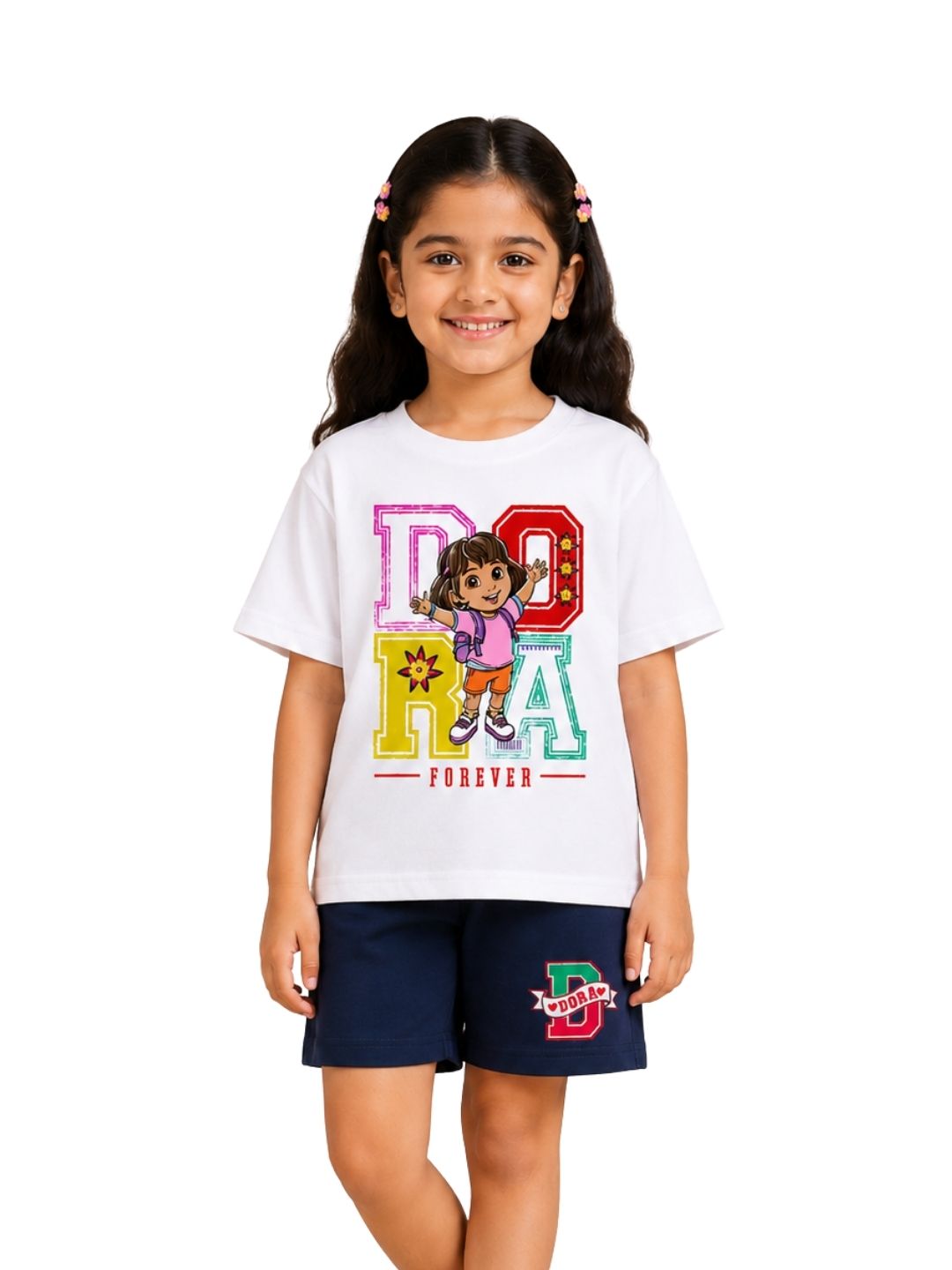 White Dora Forever Adventure Graphic Co-Ord Set for Girls