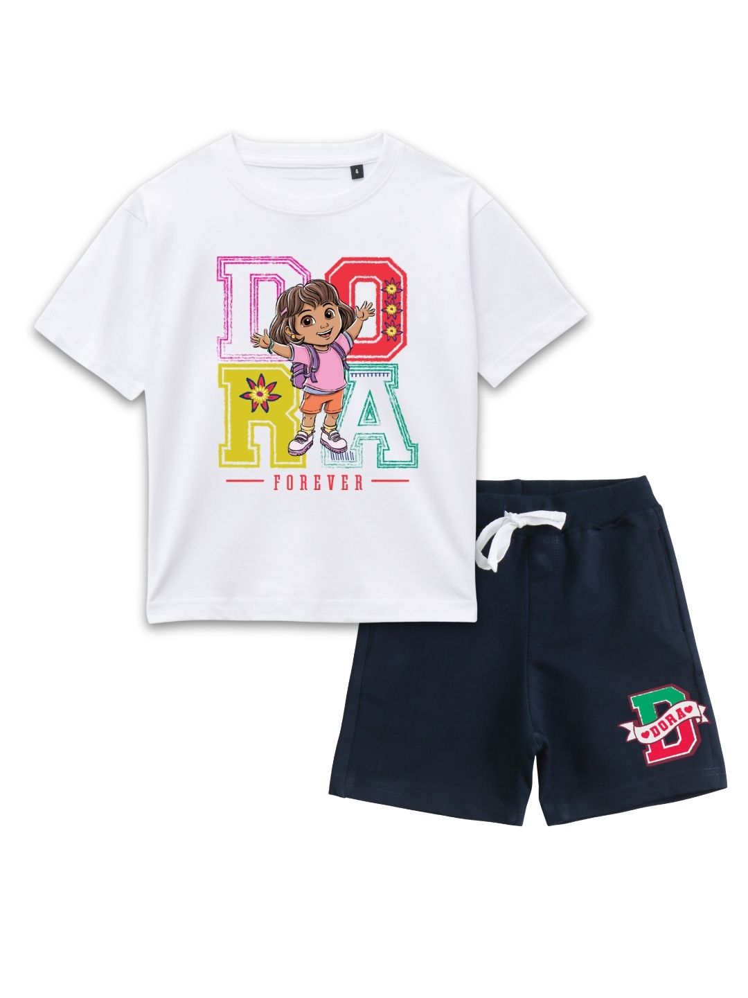 White Dora Forever Adventure Graphic Co-Ord Set for Girls