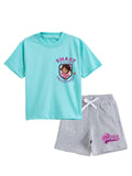 Aqua Blue Dora Smart & Strong Graphic Co-Ord Set for Girls
