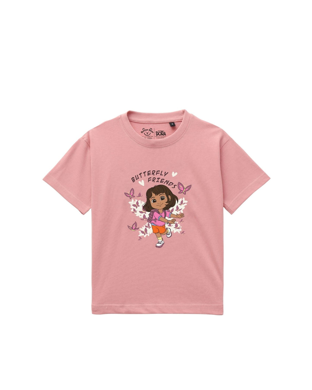 Dora Butterfly Friends Graphic Printed Cotton T-Shirt & Shorts Set