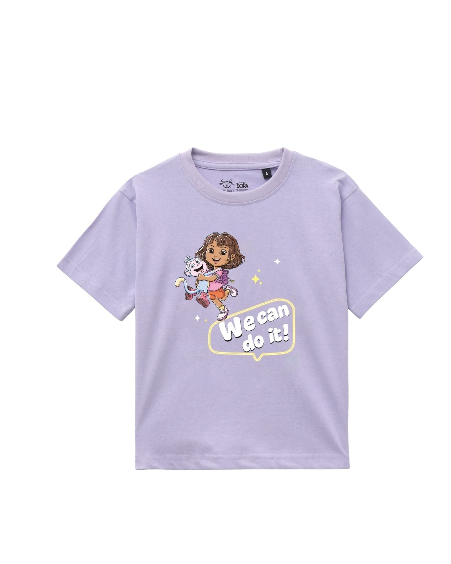 Dora We Can Do It Graphic Printed Cotton T-Shirt & Shorts Set