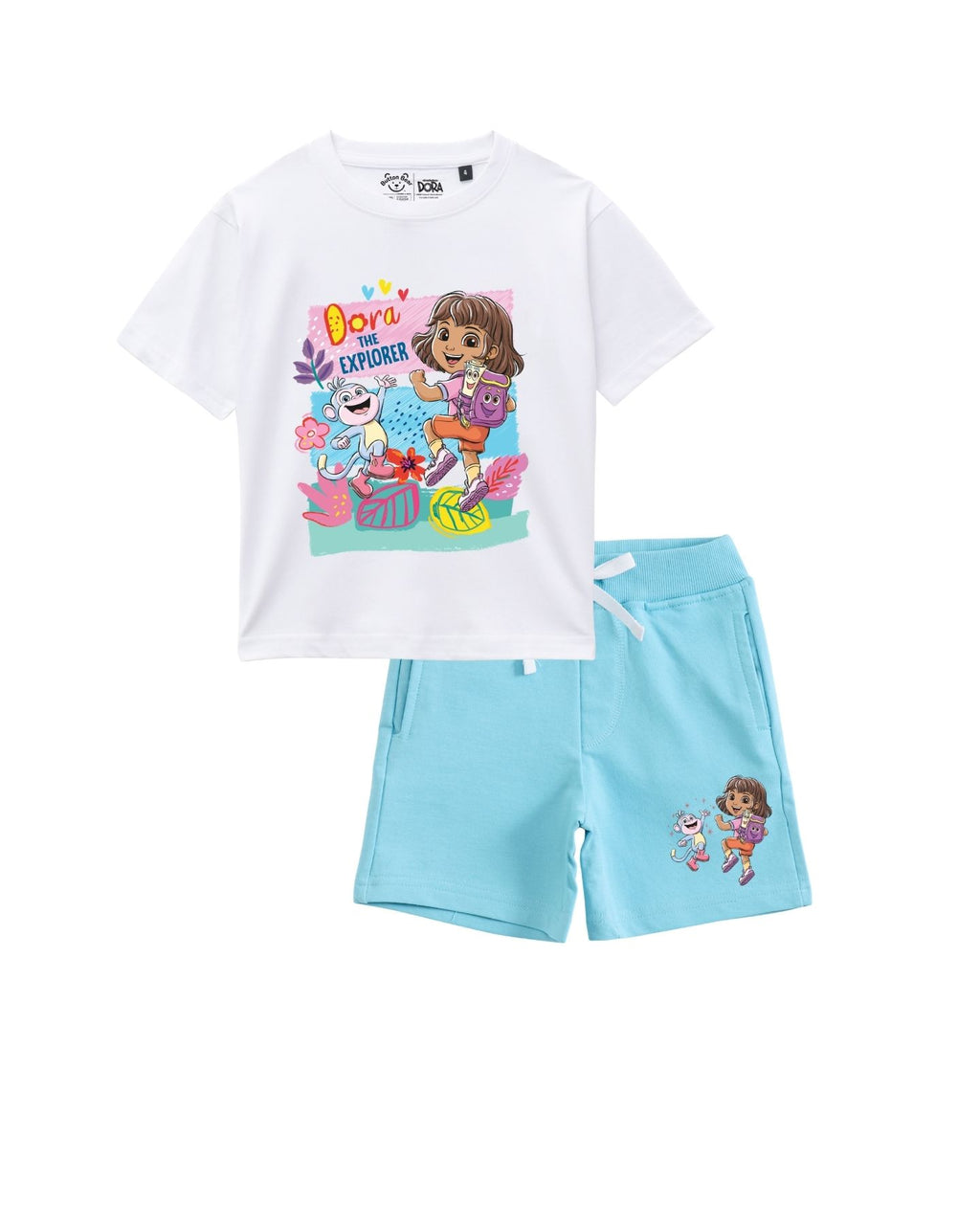 Dora the Explorer Graphic Printed Cotton T-Shirt & Shorts Girls