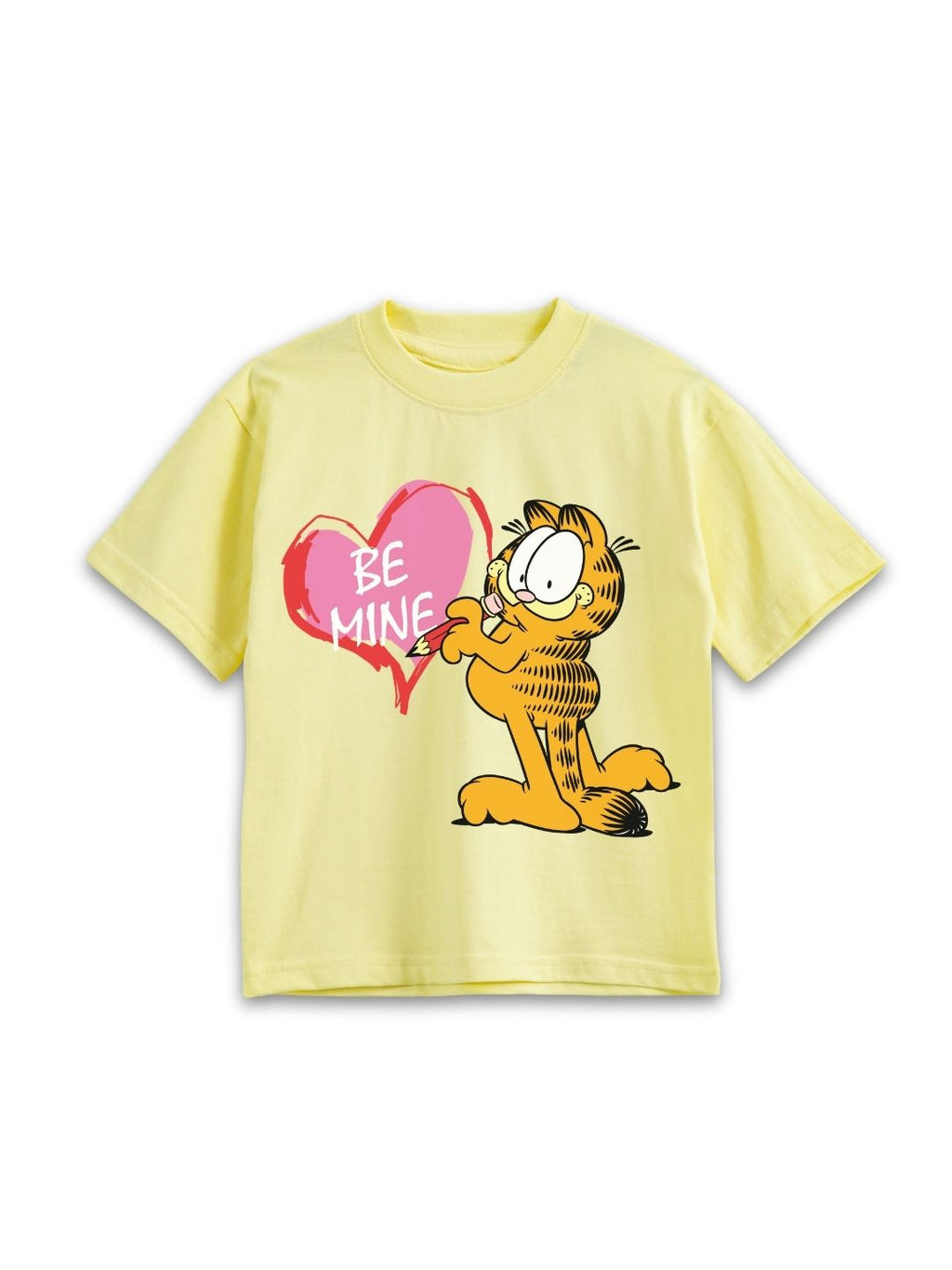Pastel Yellow Garfield “Be Mine” Love Heart Co-Ord Set for Kids
