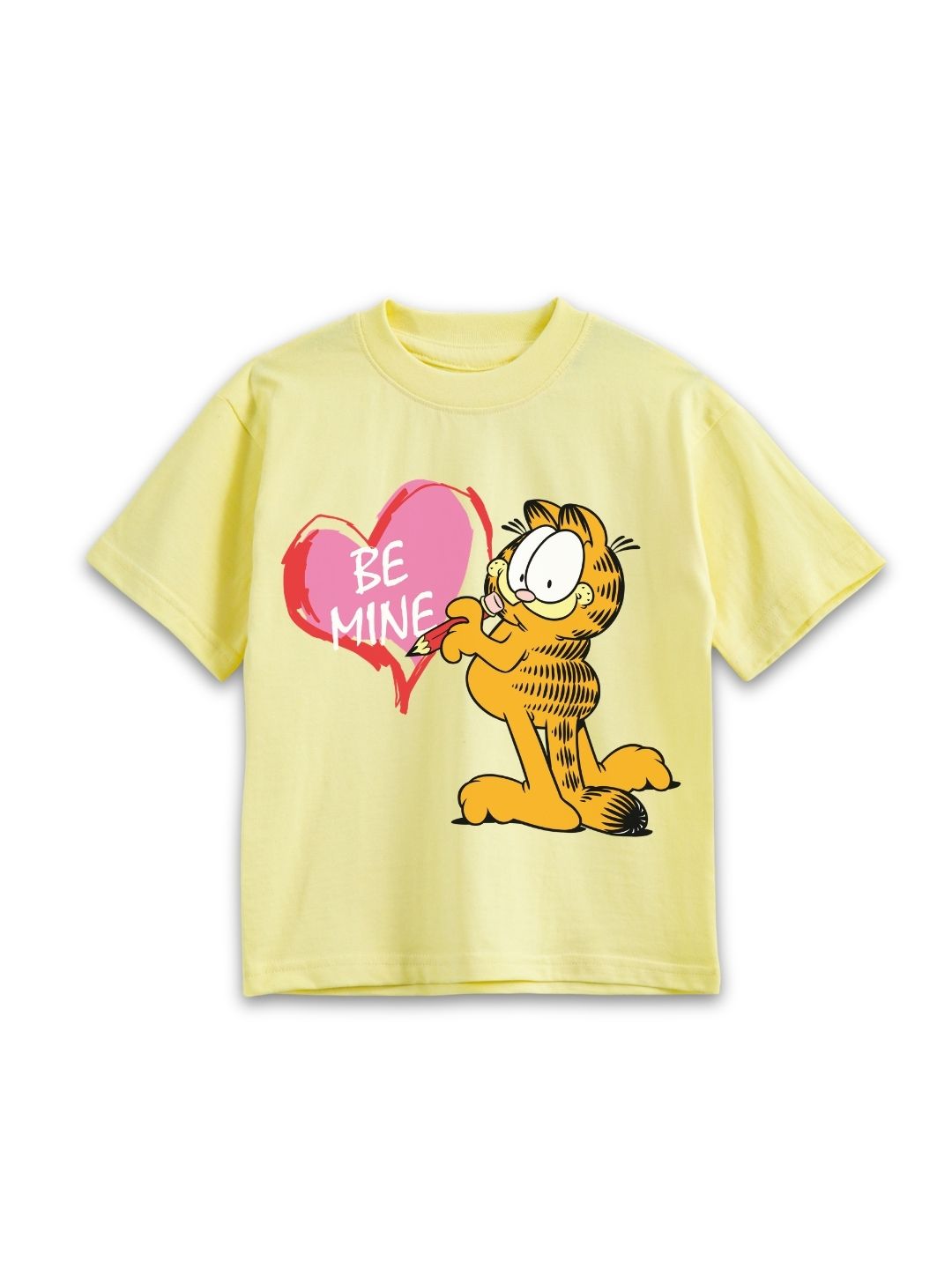 Pastel Yellow Garfield “Be Mine” Love Heart Co-Ord Set for Kids