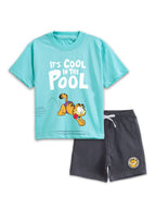 Aqua Blue Garfield “It’s Cool In The Pool” Summer Co-Ord Set for Kids