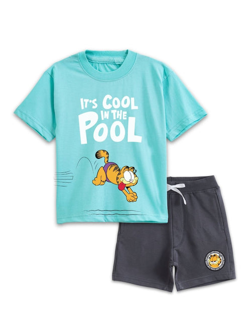 Aqua Blue Garfield “It’s Cool In The Pool” Summer Co-Ord Set for Kids